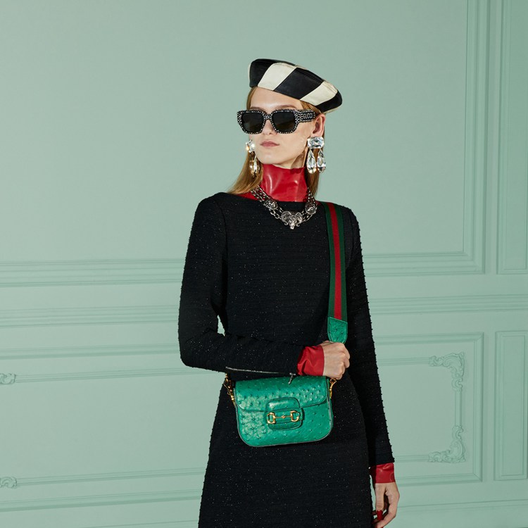 658574.EY0DG.3160.004.100.0000.Light Gucci Horsebit 1955 ostrich mini bag
